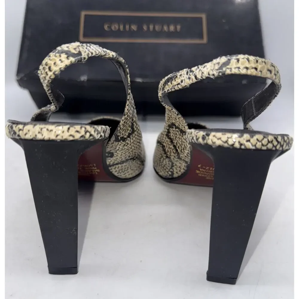 Colin Stuart Leather Ankle Strap Animal Print Square Toe Size‎ 7 New